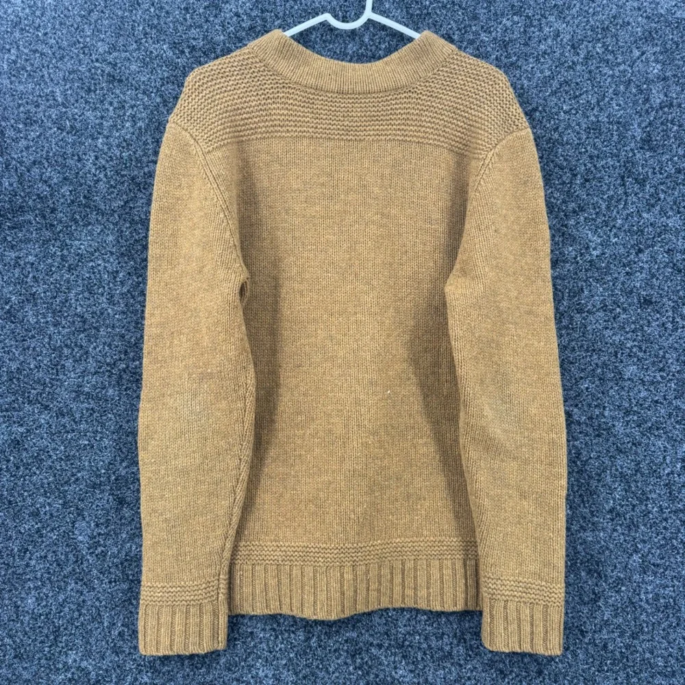 Lands End Canvas 1963 Mens Large Lambswool Shawl Collar Sweater Gold Ochre Knit